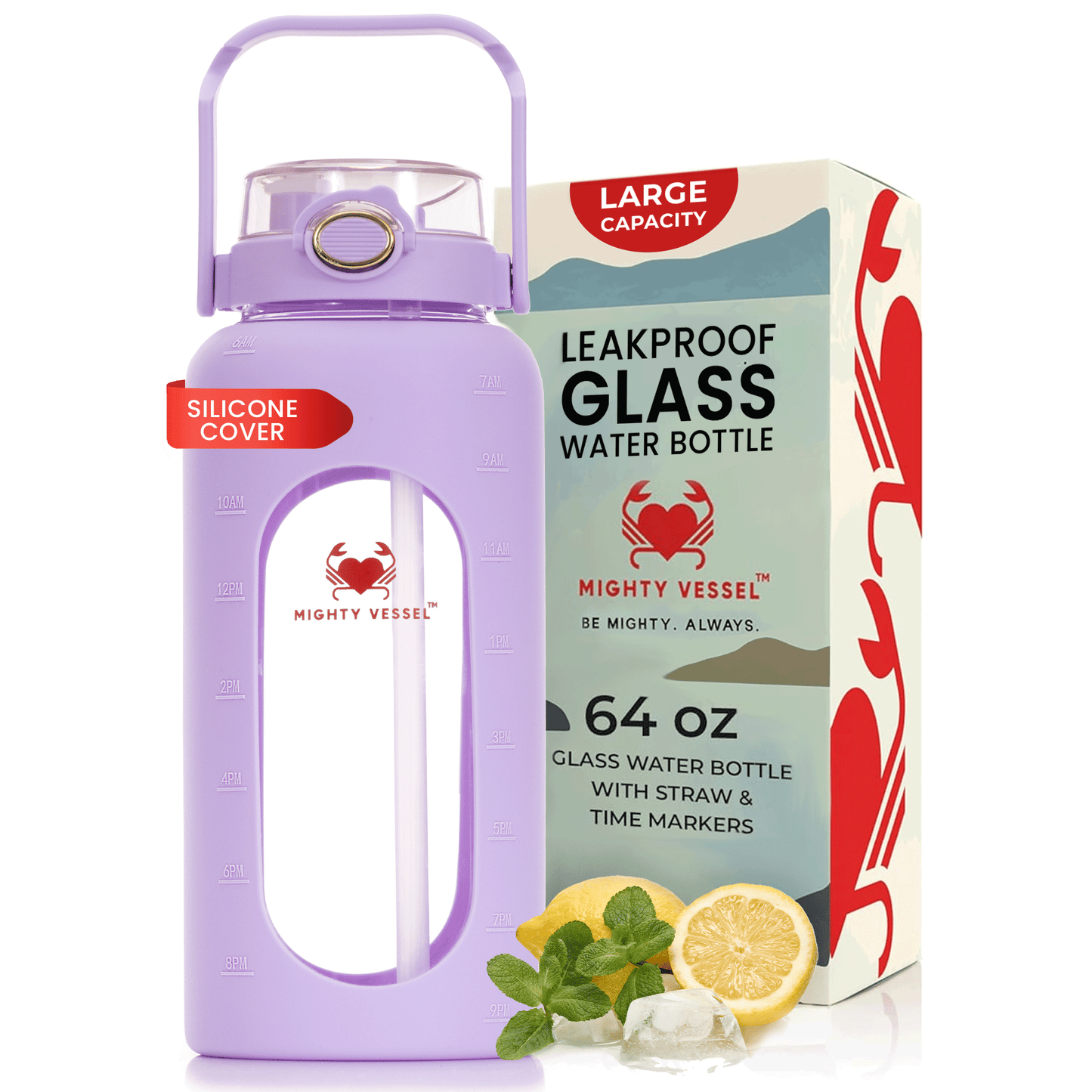 MIGHTY VESSEL™ SHATTER-RESISTANT GLASS WATER BOTTLE | 64 OZ