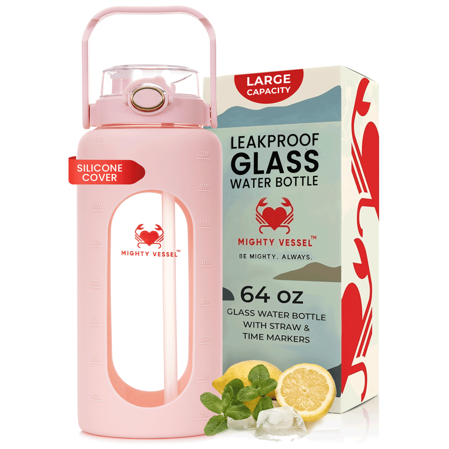 MIGHTY VESSEL™ SHATTER-RESISTANT GLASS WATER BOTTLE | 64 OZ