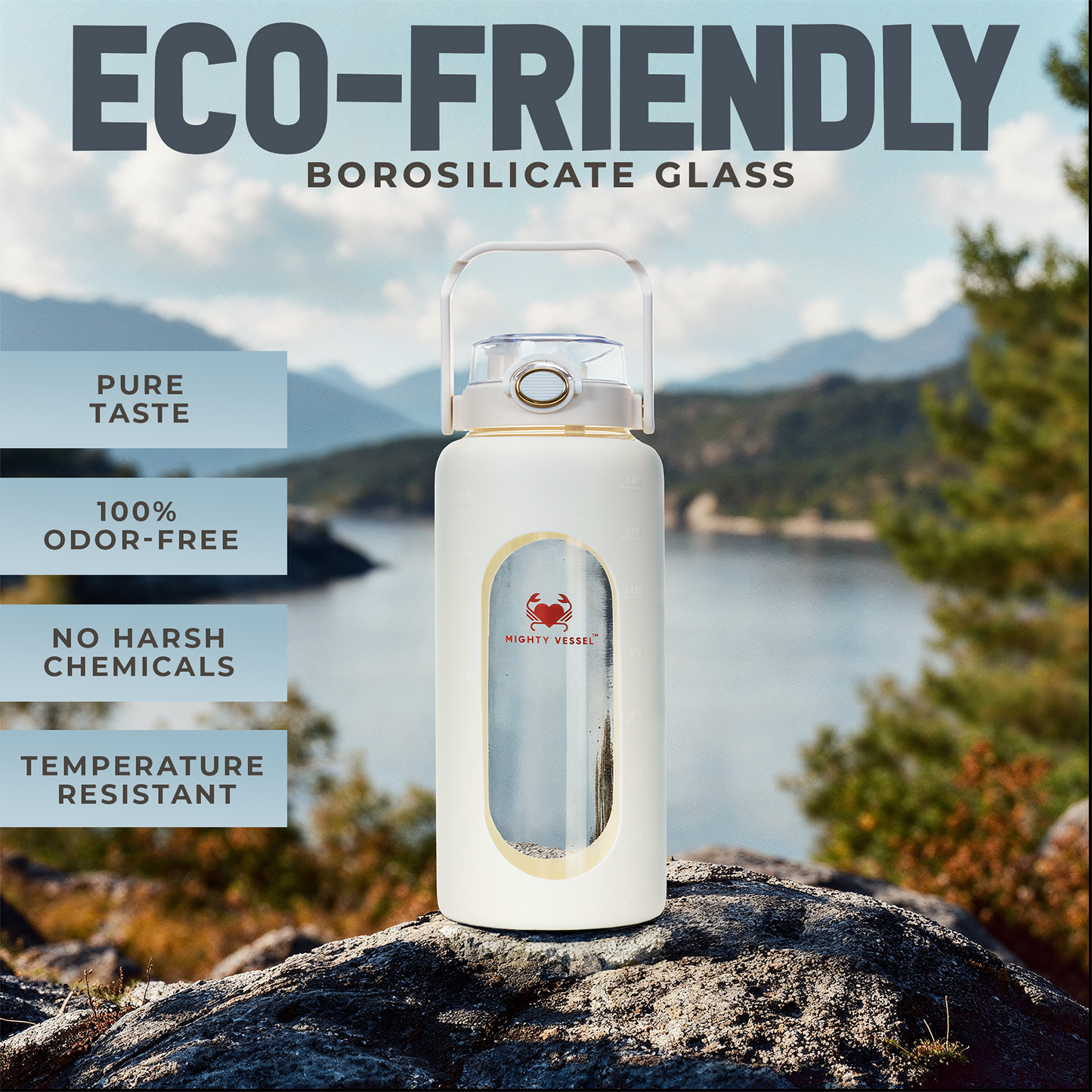 MIGHTY VESSEL™ GLASS WATER BOTTLE | 64 OZ --