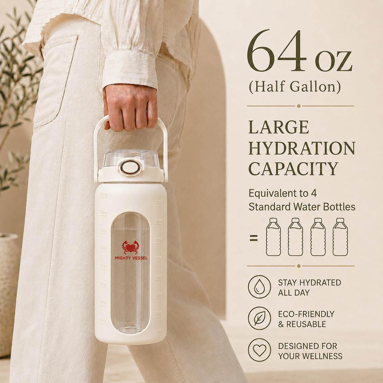 Mighty Vessel™ Shatter-Resistant Glass Water Bottle | 64 oz