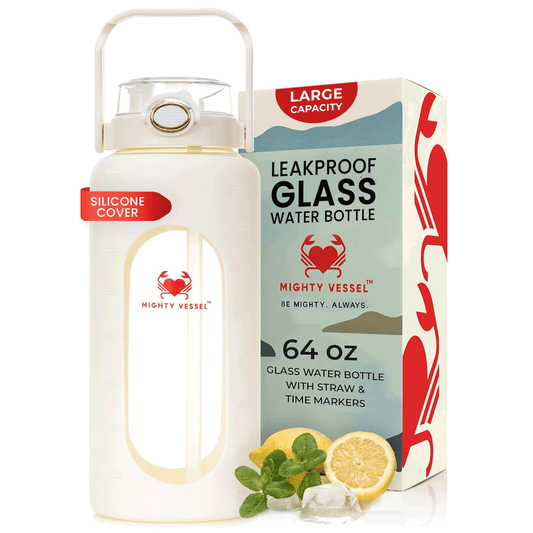 MIGHTY VESSEL™ GLASS WATER BOTTLE | 64 OZ -